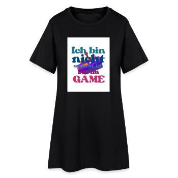 Ich bin im GAME – bunter Spruch - Frauen T-Shirt-Kleid - Schwarz - Vorne