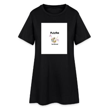 Putzfee  - Frauen T-Shirt-Kleid - Schwarz - Vorne