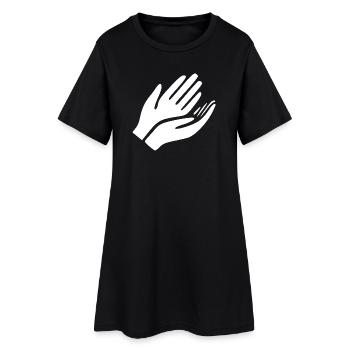 Offene Hände Handzeichen Geste  - Frauen T-Shirt-Kleid - Schwarz - Vorne