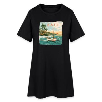 Bali Tropical Boat at Sunset - Women’s T-Shirt Dress - black - Front