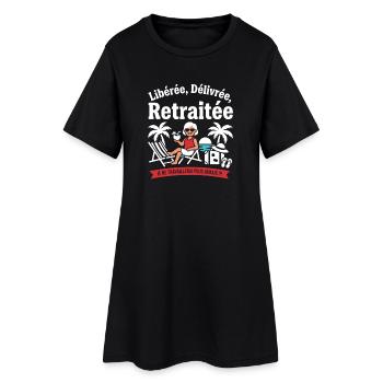 Retraitée Libérée Délivrée Vacances Plage - Robe T-shirt Femme - noir - Devant