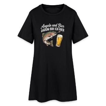 Forelle Angeln Und Bier - Frauen T-Shirt-Kleid - Schwarz - Vorne