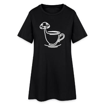 Champignon thé café - Robe T-shirt Femme - noir - Devant
