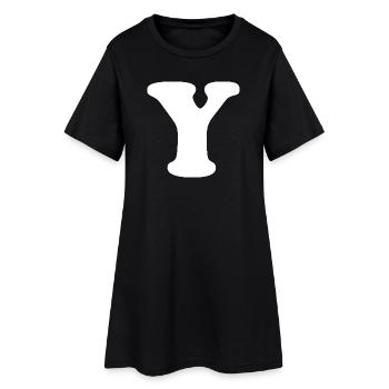 Large Y Style Print | Letter Y | Y Logo - Women’s T-Shirt Dress - black - Front