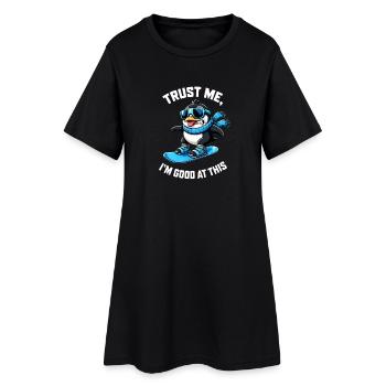 Penguin sur le discours des sports d’hiver sur le snowboard - Robe T-shirt Femme - noir - Devant