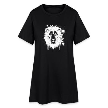 Lion éclaboussures Blanc - Robe T-shirt Femme - noir - Devant