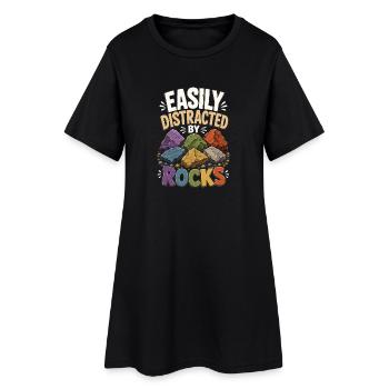 Stone Search, Geode, Fossils, Geology, Nature, Gift - Women’s T-Shirt Dress - black - Front