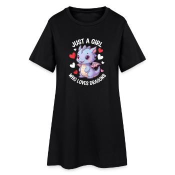 Juste une fille qui aime les dragons - Robe T-shirt Femme - noir - Devant