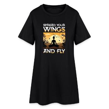 Déployez vos ailes et faites de la méditation de yoga au vol - Robe T-shirt Femme - noir - Devant