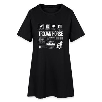 Trojanisches Pferd Motiv - Frauen T-Shirt-Kleid - Schwarz - Vorne