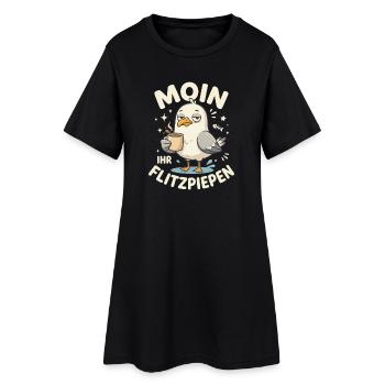 Moin Ihr Flitzpiepen Kaffee Duck - Frauen T-Shirt-Kleid - Schwarz - Vorne