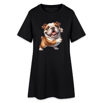 Motif de bouledogue joyeux - Robe T-shirt Femme - noir - Devant