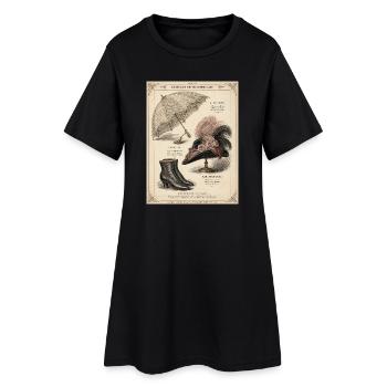 Parasol victorien et accessoires vintage - Robe T-shirt Femme - noir - Devant