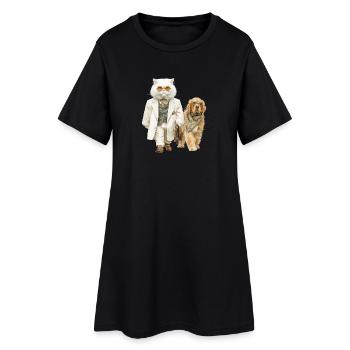 Old Money Cat – Élégance sur pattes de velours - Robe T-shirt Femme - noir - Devant