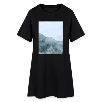Paysage brouillard de la montagne Brumeuse - Robe T-shirt Femme - noir - Devant
