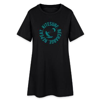 Kitesurf. Recharge. Repeat. – Kitesurfing T-Shirt  - Frauen T-Shirt-Kleid - Schwarz - Vorne