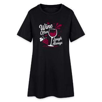 Le vin rit souvent toujours - Robe T-shirt Femme - noir - Devant