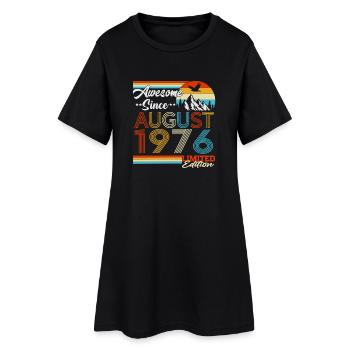 August 1976 Vintage Retro Birthday Gift - Women’s T-Shirt Dress - black - Front