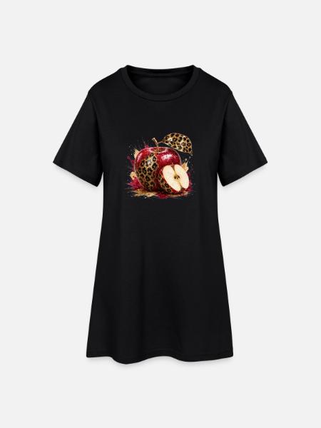 Pomme glamure léopard - Robe T-shirt Femme - noir