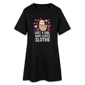 Une seule fille aime les paresseux - Robe T-shirt Femme - noir - Devant
