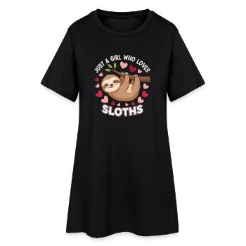 T-shirt Sloth Love pour filles - Robe T-shirt Femme - noir - Devant