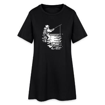 Pêche au pixel art - Robe T-shirt Femme - noir - Devant