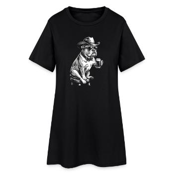 Cowboy Dog Beer Funny Bulldog - Women’s T-Shirt Dress - black - Front