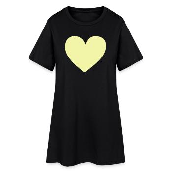 Pastel Heart Yellow Clothing Print - Women’s T-Shirt Dress - black - Front