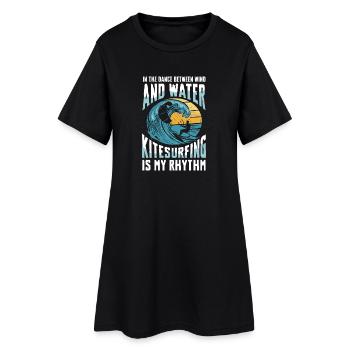 Dans la danse entre le vent et l’eau, le kitesurf est - Robe T-shirt Femme - noir - Devant