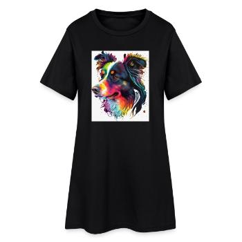 Rainbow Portrait Dog - Women’s T-Shirt Dress - black - Front
