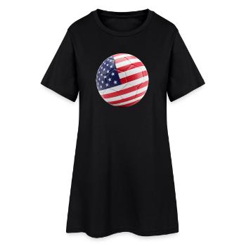 USA FLAG ON A SOCCERBALL - Women’s T-Shirt Dress - black - Front
