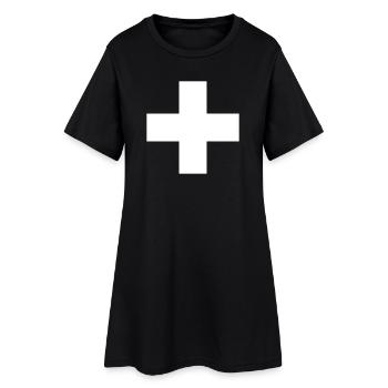 Schweizerkreuz, weisses Kreuz, Schweizer Fahne - Frauen T-Shirt-Kleid - Schwarz - Vorne