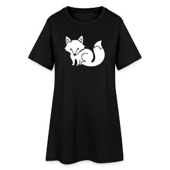 Fox Silhouette – Forest Animal Minimal Motif - Women’s T-Shirt Dress - black - Front