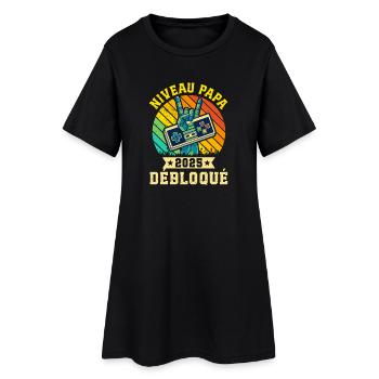 Niveau Papa 2025 Débloqué - Cadeau Futur Père Rétr - Robe T-shirt Femme - noir - Devant