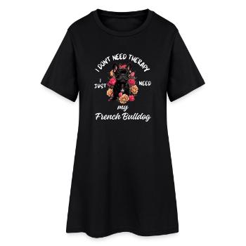 Thérapie du bouledogue français - Robe T-shirt Femme - noir - Devant