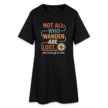 Nicht alle, die wandern, sind verloren – Wander-T-Shirt - Frauen T-Shirt-Kleid - Schwarz - Vorne