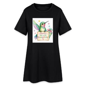 Hurra: Erster Kindergartenstart - Frauen T-Shirt-Kleid - Schwarz - Vorne