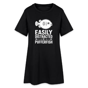 Kugelfische Sprüche Lustiges Kugelfische Geschenk  - Frauen T-Shirt-Kleid - Schwarz - Vorne