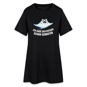 Rochen Schon Gebraten Stachelrochen Manta Rochen - Frauen T-Shirt-Kleid - Schwarz - Vorne