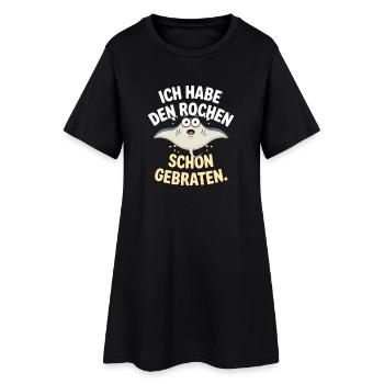 Rochen Schon Gebraten Stachelrochen Manta Rochen - Frauen T-Shirt-Kleid - Schwarz - Vorne