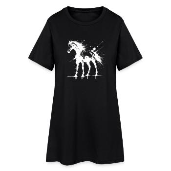 White Splash Pony-Kunst - Frauen T-Shirt-Kleid - Schwarz - Vorne