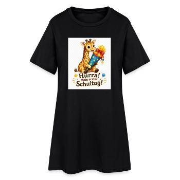 Giraffe feiert ersten Schultag - Frauen T-Shirt-Kleid - Schwarz - Vorne