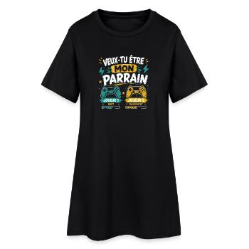 Veux-tu être mon parrain, Demande parrain gamer - Robe T-shirt Femme - noir - Devant