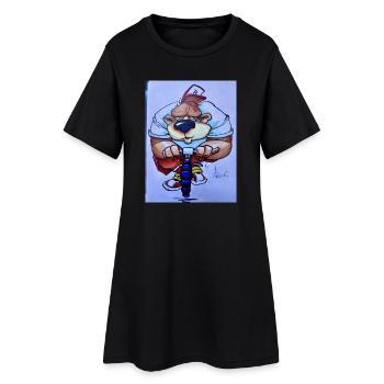 Bear on BMX bike - Women’s T-Shirt Dress - black - Front