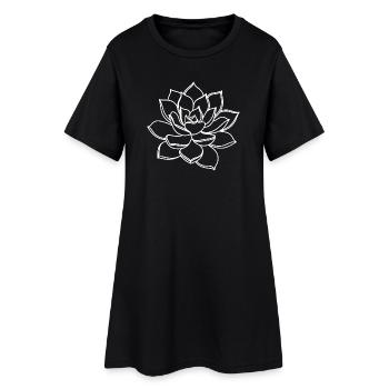Illustration en ligne Lotus sur fond noir - Robe T-shirt Femme - noir - Devant