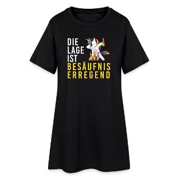 Lage ist besäufniserregend, Einhorn Bierflasche - Frauen T-Shirt-Kleid - Schwarz - Vorne