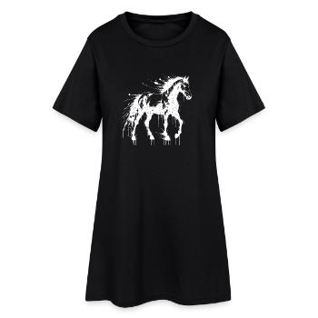 Pferdekunst Splash White - Frauen T-Shirt-Kleid - Schwarz - Vorne