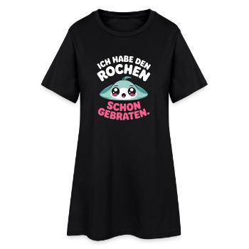 Rochen Schon Gebraten Stachelrochen Manta Rochen - Frauen T-Shirt-Kleid - Schwarz - Vorne