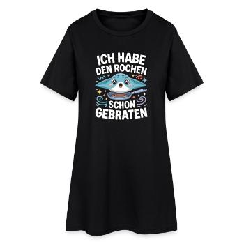 Rochen Schon Gebraten Stachelrochen Manta Rochen - Frauen T-Shirt-Kleid - Schwarz - Vorne