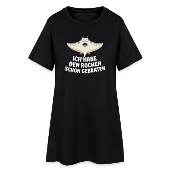 Rochen Schon Gebraten Stachelrochen Manta Rochen - Frauen T-Shirt-Kleid - Schwarz - Vorne